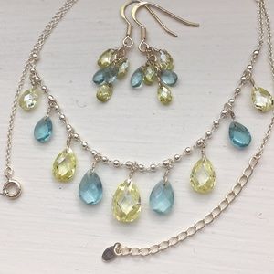 Gorgeous Green & Aqua Earrings & Necklace Set